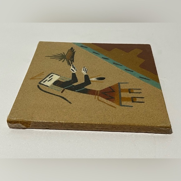 Native Navajo Sand Art Painting E Yazzie Signed Kachina Southwest New Mexico NIP - Picture 6 of 9